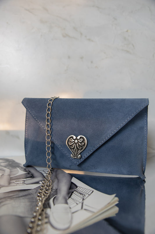 Heart bag suede (Blue)