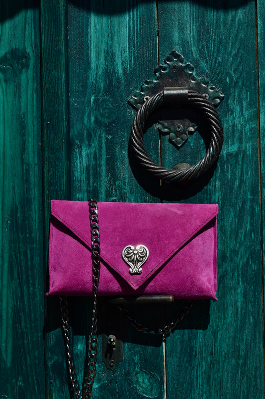 Heart bag suede (Magenta)