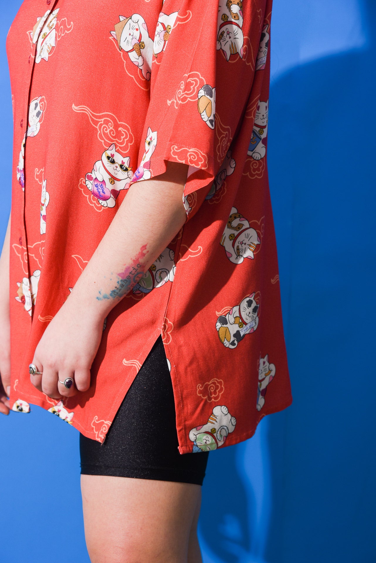 Maneki neko print - Long shirt