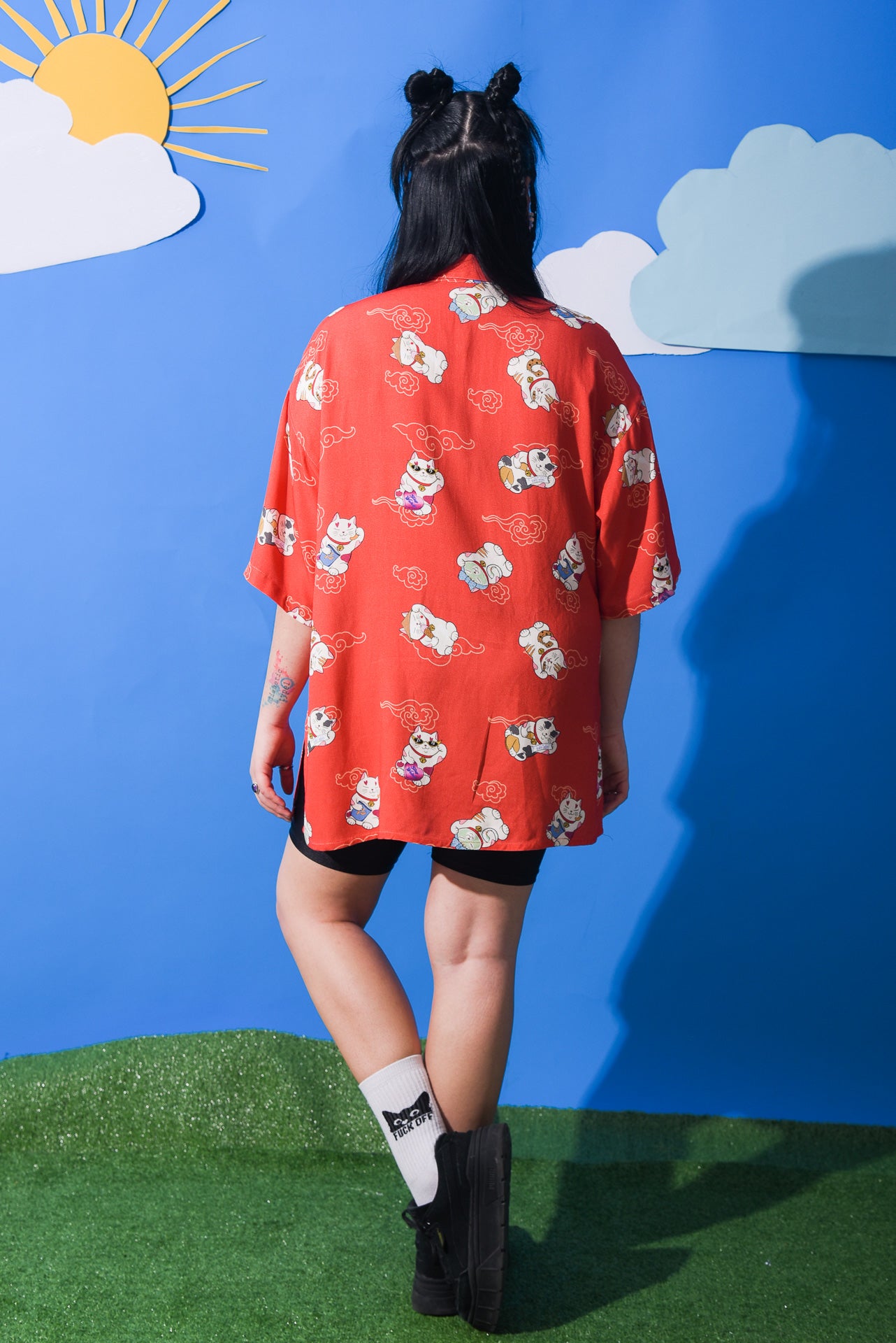 Maneki neko print - Long shirt