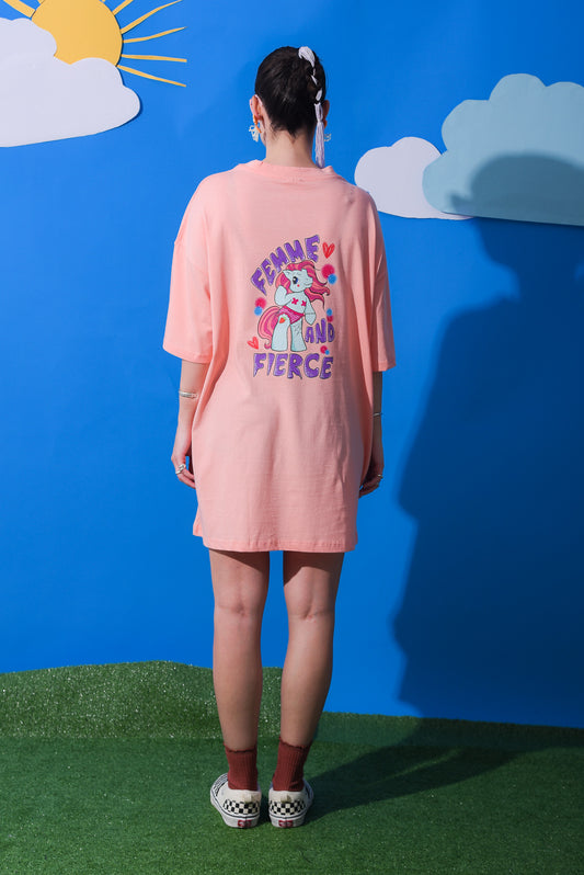 Femme and Fierce - T-Shirt Dress (Peach)