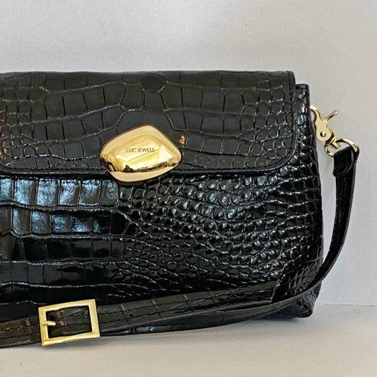 DONNA MEDIUM (black croco genuine leather)